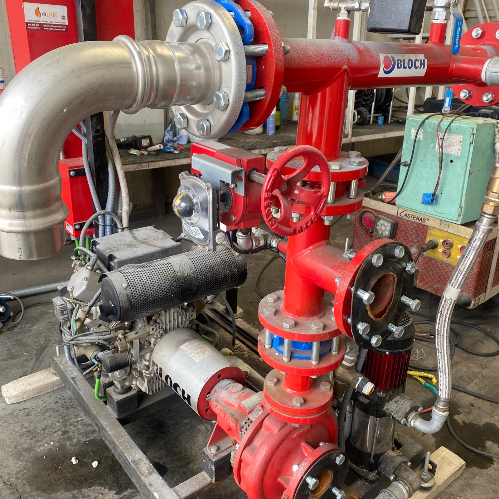 grupo contra incendios bloch con bomba diésel 20 hp, 3000 rpm, caudal 36 m³/h y altura 50 m