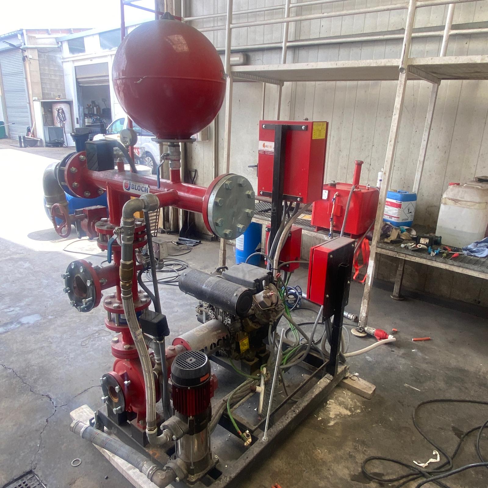 grupo contra incendios bloch con bomba diésel 20 hp, 3000 rpm, caudal 36 m³/h y altura 50 m