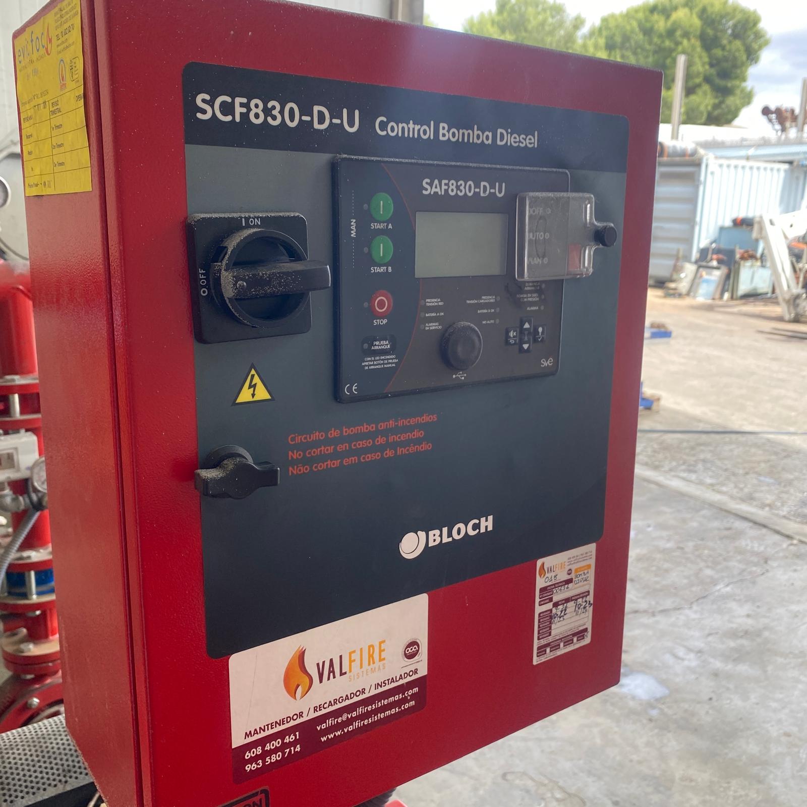 grupo contra incendios bloch con bomba diésel 20 hp, 3000 rpm, caudal 36 m³/h y altura 50 m