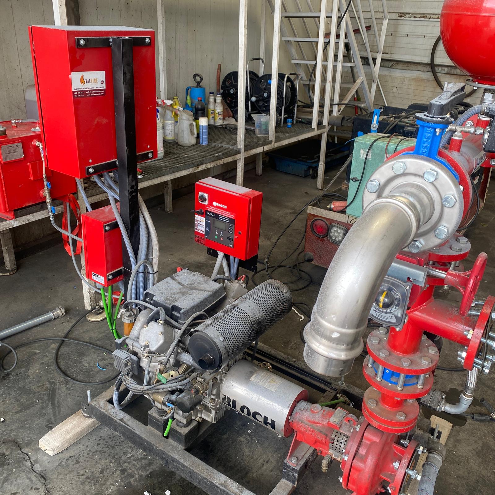 grupo contra incendios bloch con bomba diésel 20 hp, 3000 rpm, caudal 36 m³/h y altura 50 m