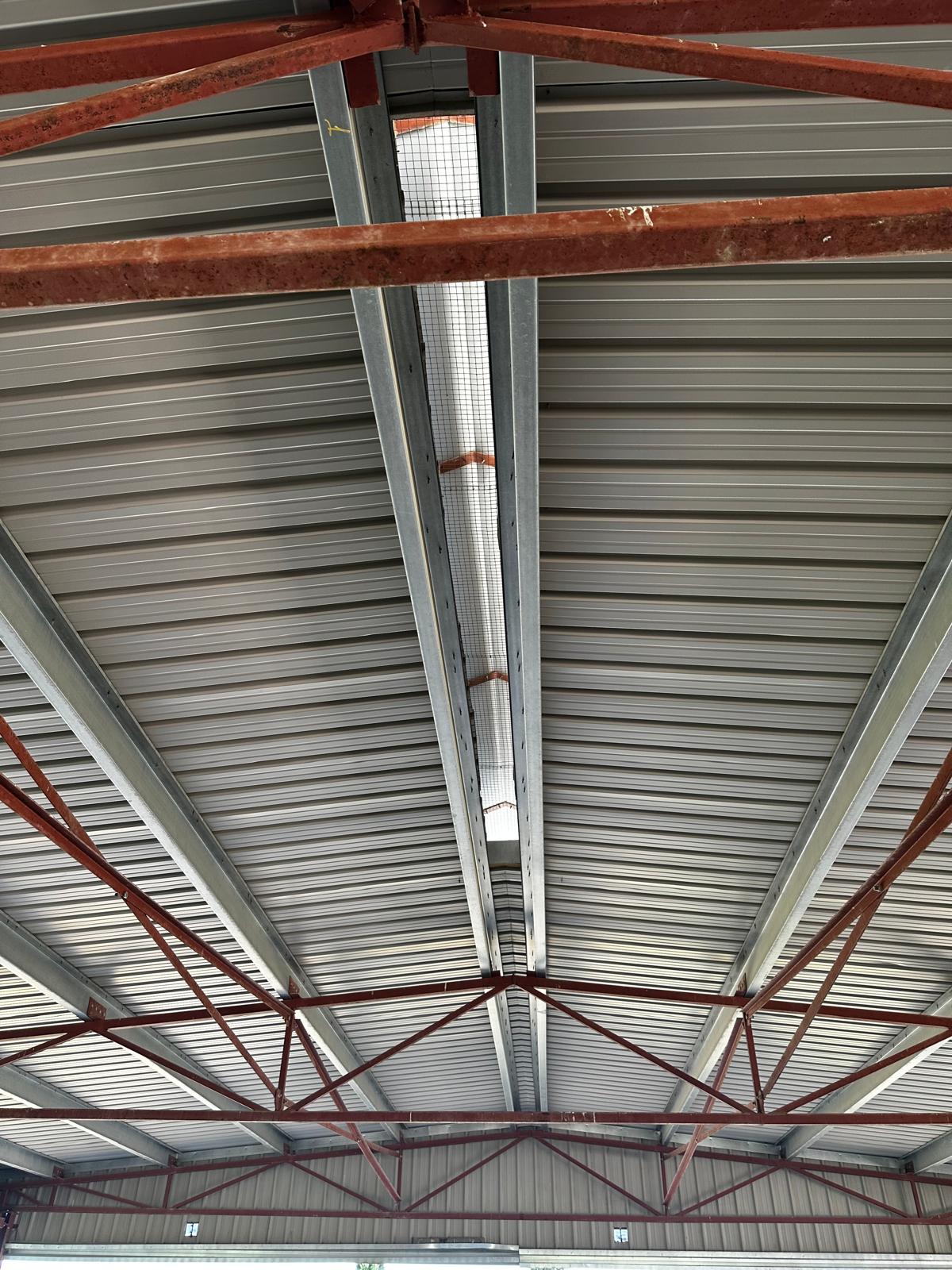 carpa metálica industrial desmontable 14,30 x 30 m con cubierta de chapa