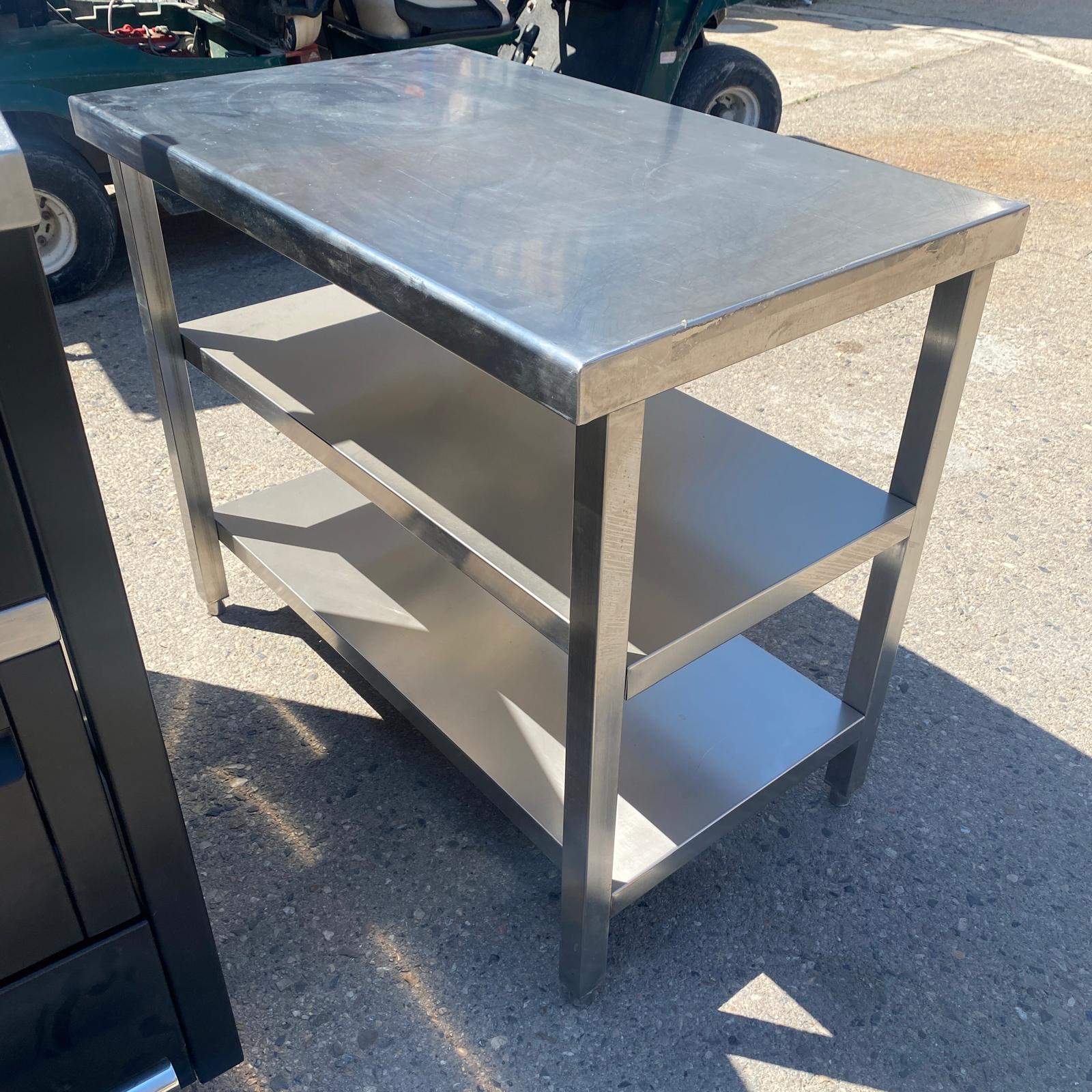 mesa de trabajo inox steelinox nueva con doble estante para hostelería